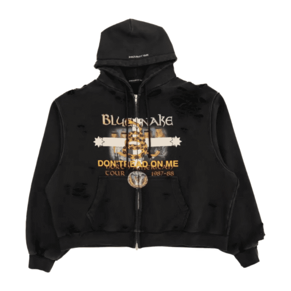 Black Project GR Blue Snake Logo Distressed Hoodie