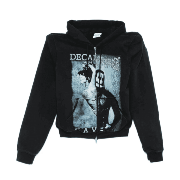 Devil print zipped hoodie