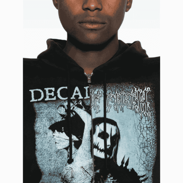 Devil print zipped hoodie Black