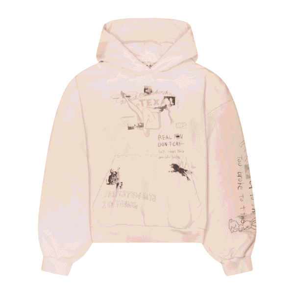 Hand Drawing Washed Hoodie Cream Hand Drawing Washed Hoodie Cream