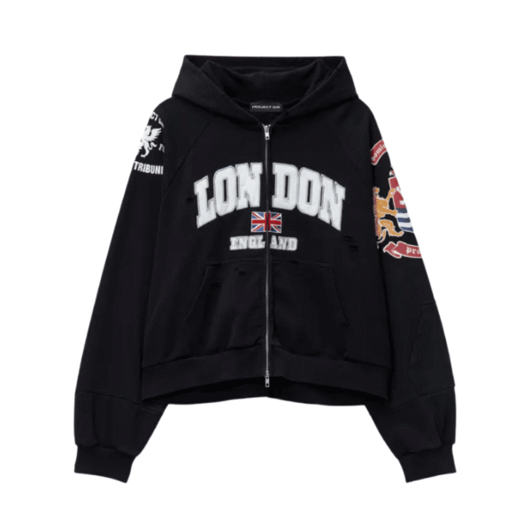 London Reconstructed Folded Zip Up Hoodie London Reconstructed Folded Zip Up Hoodie