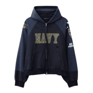 Navy Reconstructed Zip Up Hoodie | Project G/R Streetwear