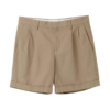 Pleated-Cotton-Shorts-Beige Pleated Cotton Shorts Beige