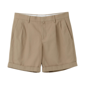 Pleated Cotton Shorts Beige