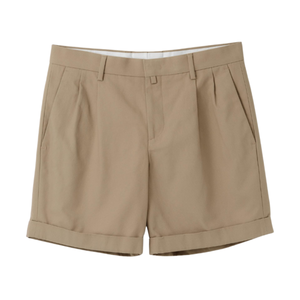Pleated-Cotton-Shorts-Beige Pleated Cotton Shorts Beige