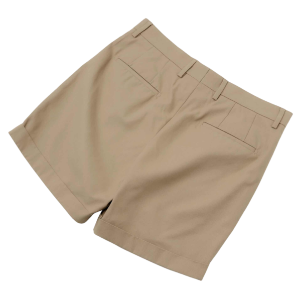 Pleated-Cotton-Shorts-Beige-Back Pleated Cotton Shorts Beige Back