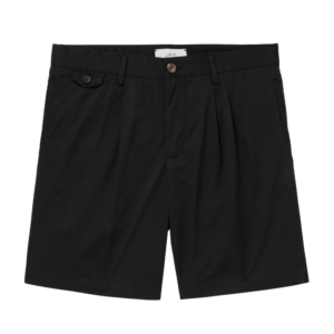 Pleated Cotton Shorts Black